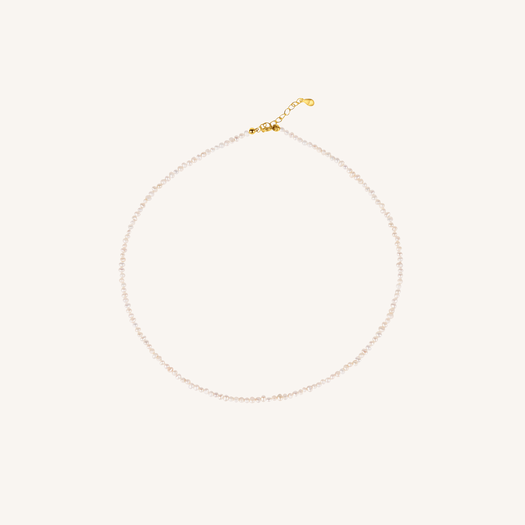 Pearl necklace on white background