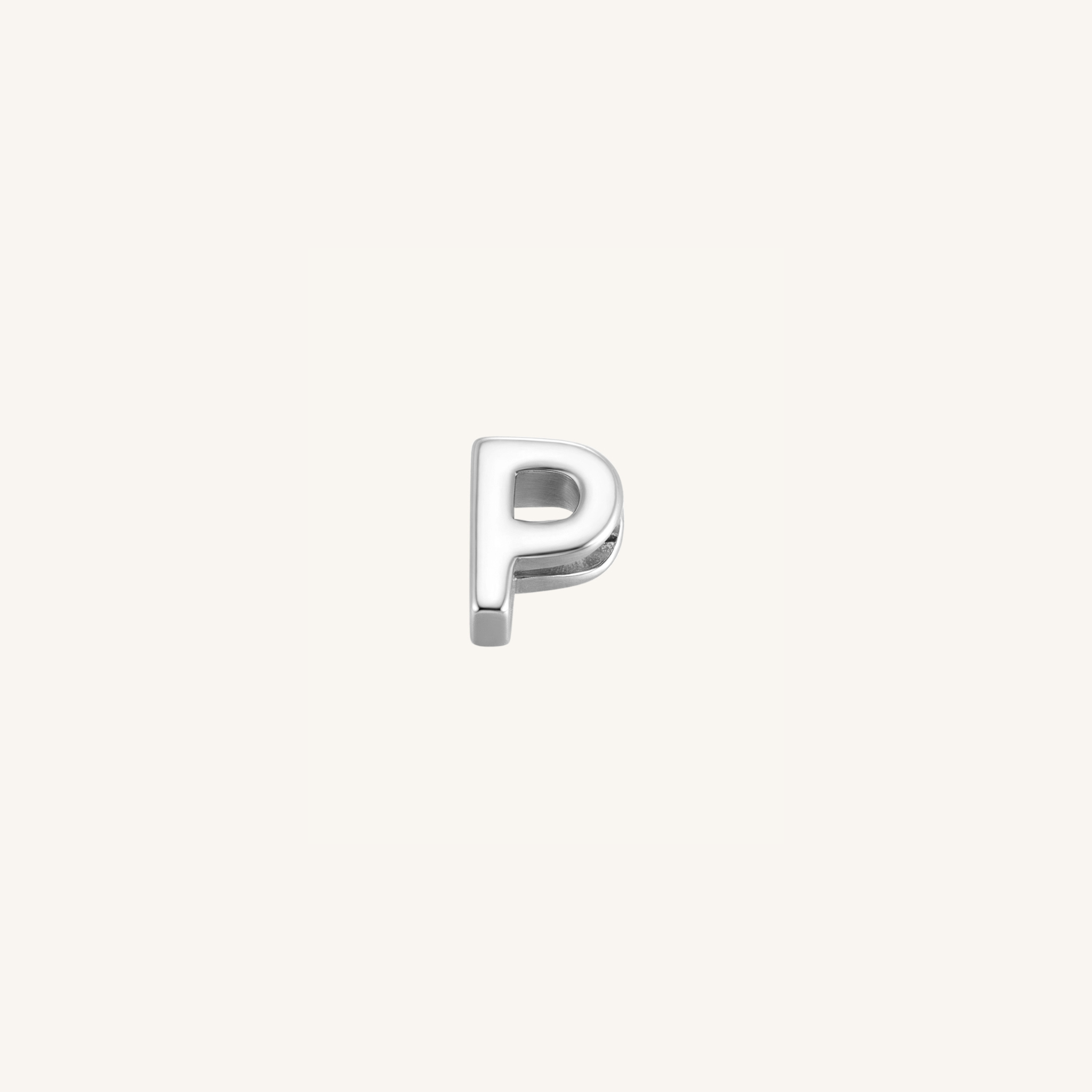 Letter P charm in silver