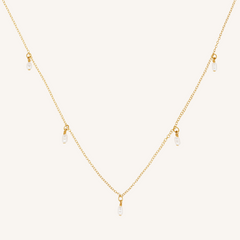 Gold pearl drop necklace