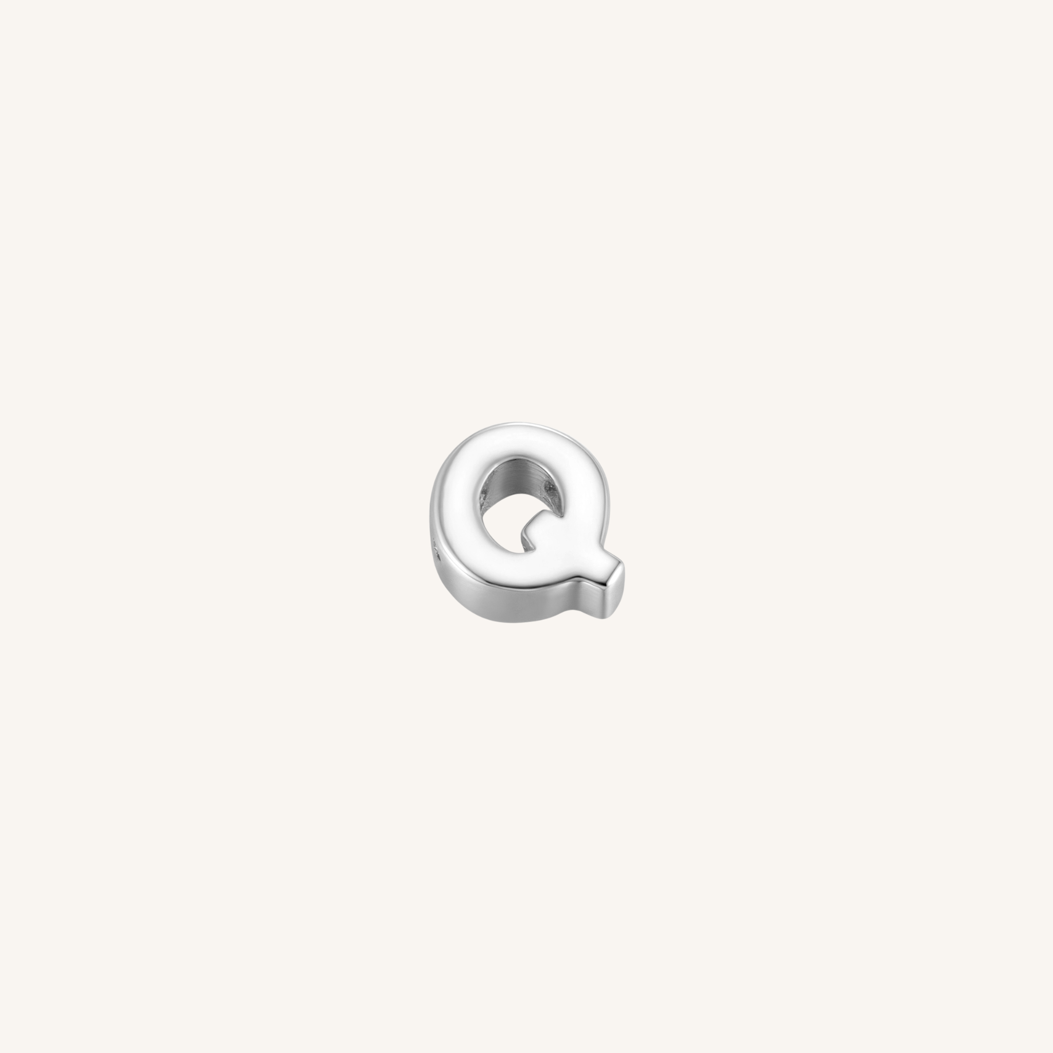 Letter Q charm in silver