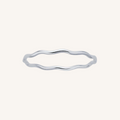 Wave silver ring on a white background