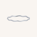 Wave silver ring on a white background