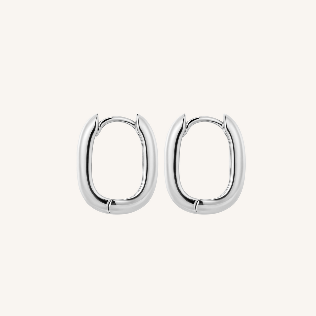 Aston Hoops Thick Silver Earrings - 925 Sterling Silver