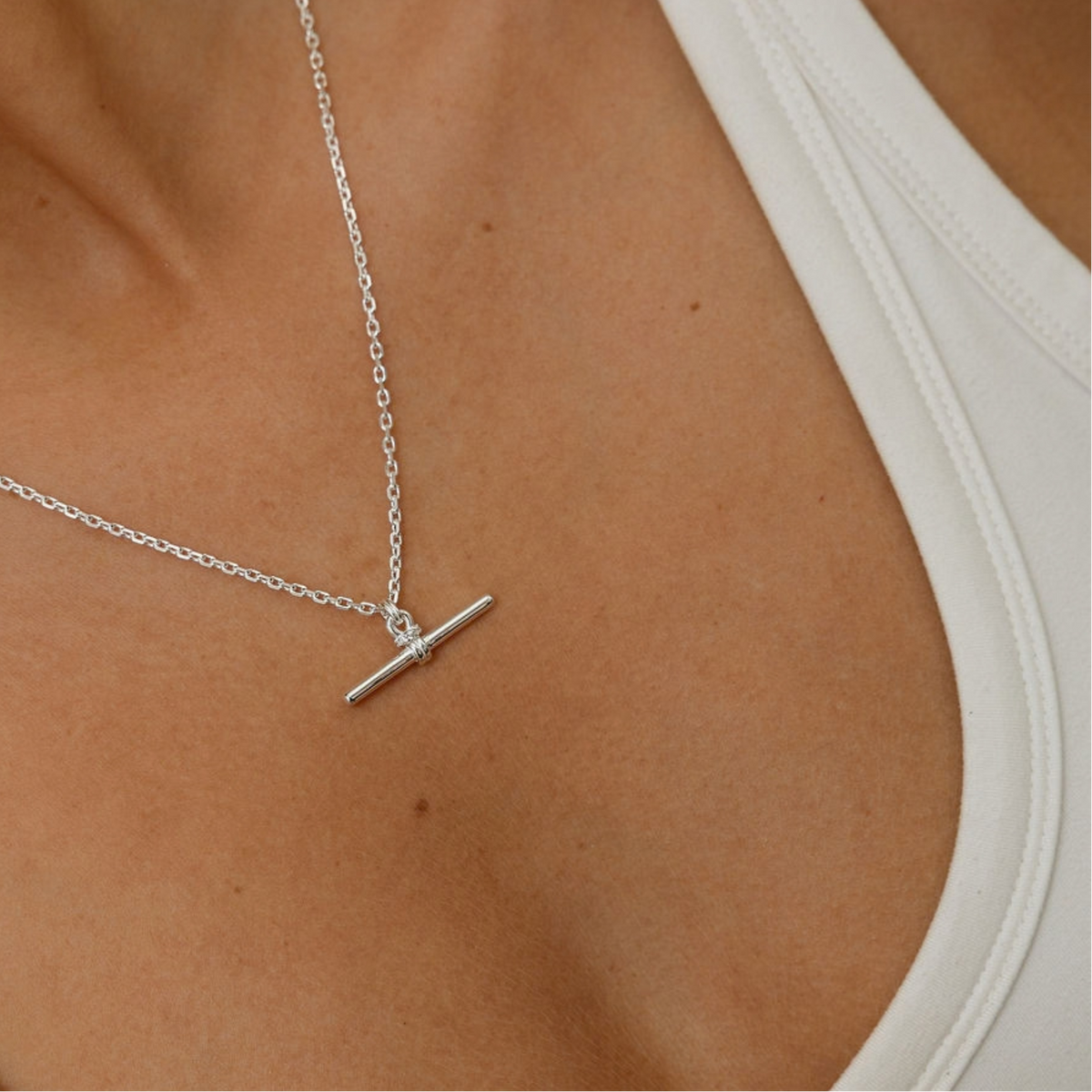 T-Bar Pendant Necklace - 925 Sterling Silver