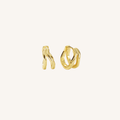 Gold hoop earrings on a white background
