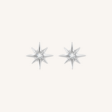 Starburst Flat Back Earrings – 925 Sterling Silver Threaded Studs