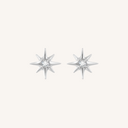 Starburst Flat Back Earrings Threaded Studs - 925 Sterling Silver