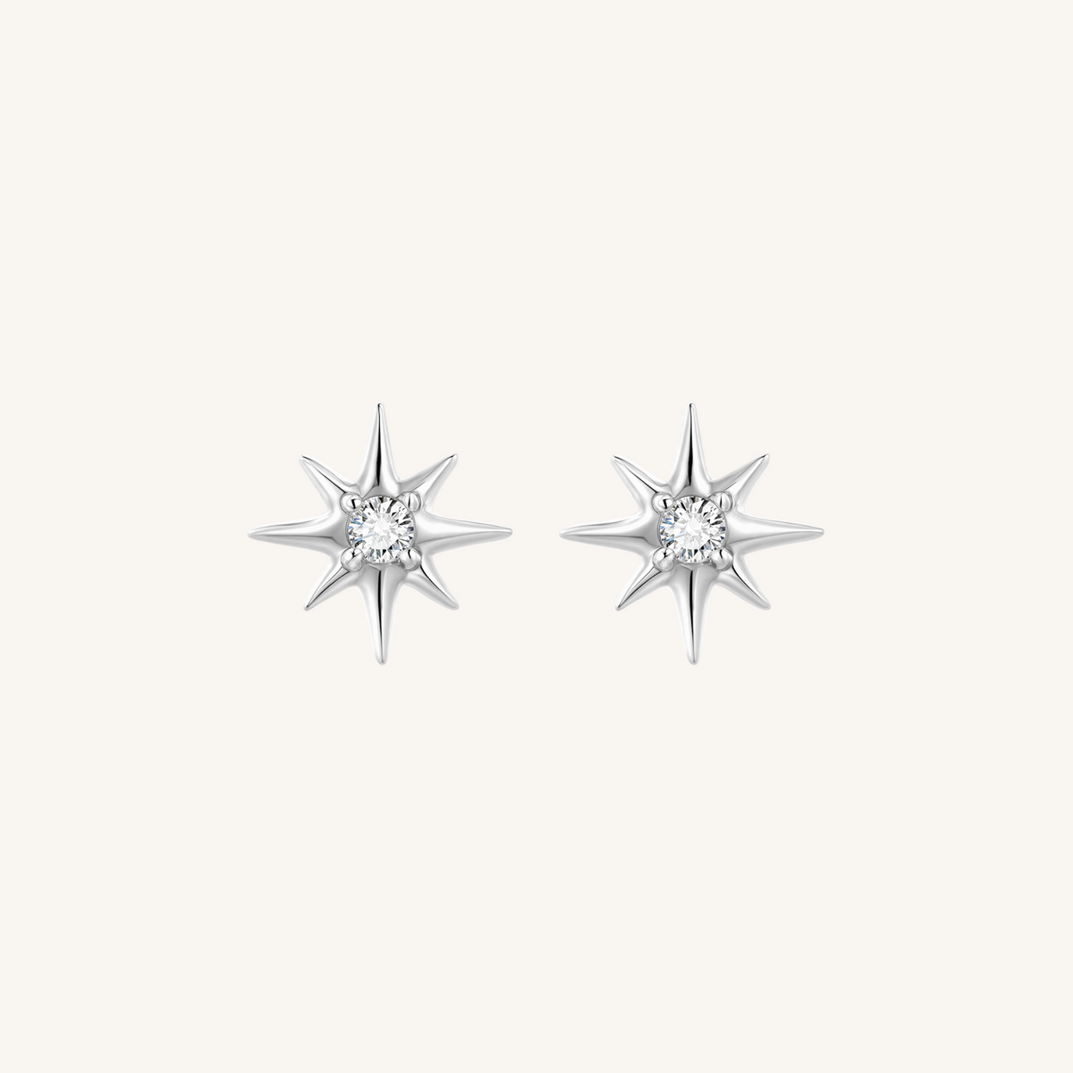 Starburst Flat Back Earrings Threaded Studs - 925 Sterling Silver