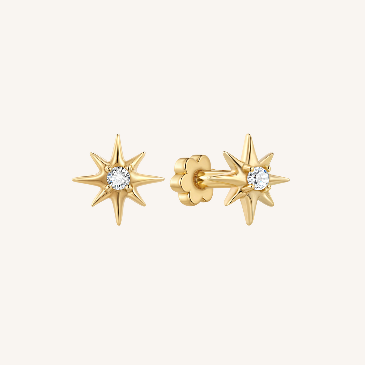 Starburst Flat Back Earrings - 14k Gold Filled