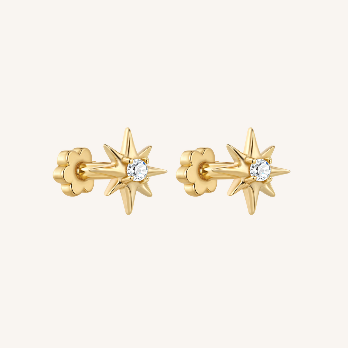 Starburst Flat Back Earrings - 14k Gold Filled