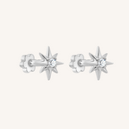 Starburst Flat Back Earrings Threaded Studs - 925 Sterling Silver