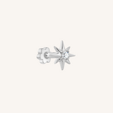 Starburst Flat Back Earrings – 925 Sterling Silver - SINGLE