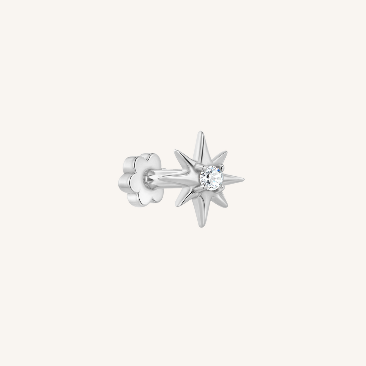 Starburst Flat Back Earrings | SINGLE - 925 Sterling Silver