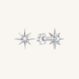 Starburst Flat Back Earrings – 925 Sterling Silver Threaded Studs