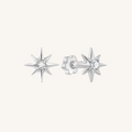 Starburst Flat Back Earrings Threaded Studs - 925 Sterling Silver