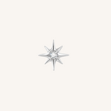 Starburst Flat Back Earrings – 925 Sterling Silver - SINGLE