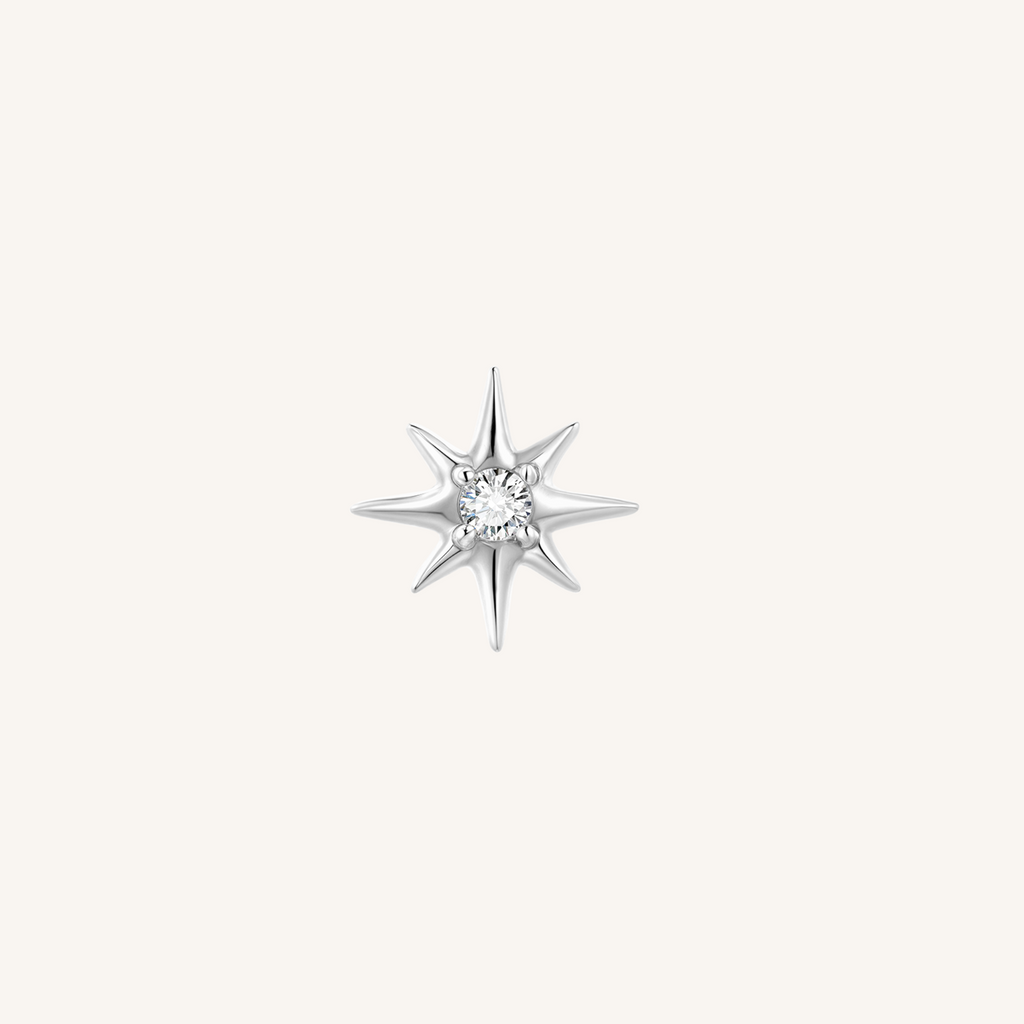 Starburst Flat Back Earrings | SINGLE - 925 Sterling Silver