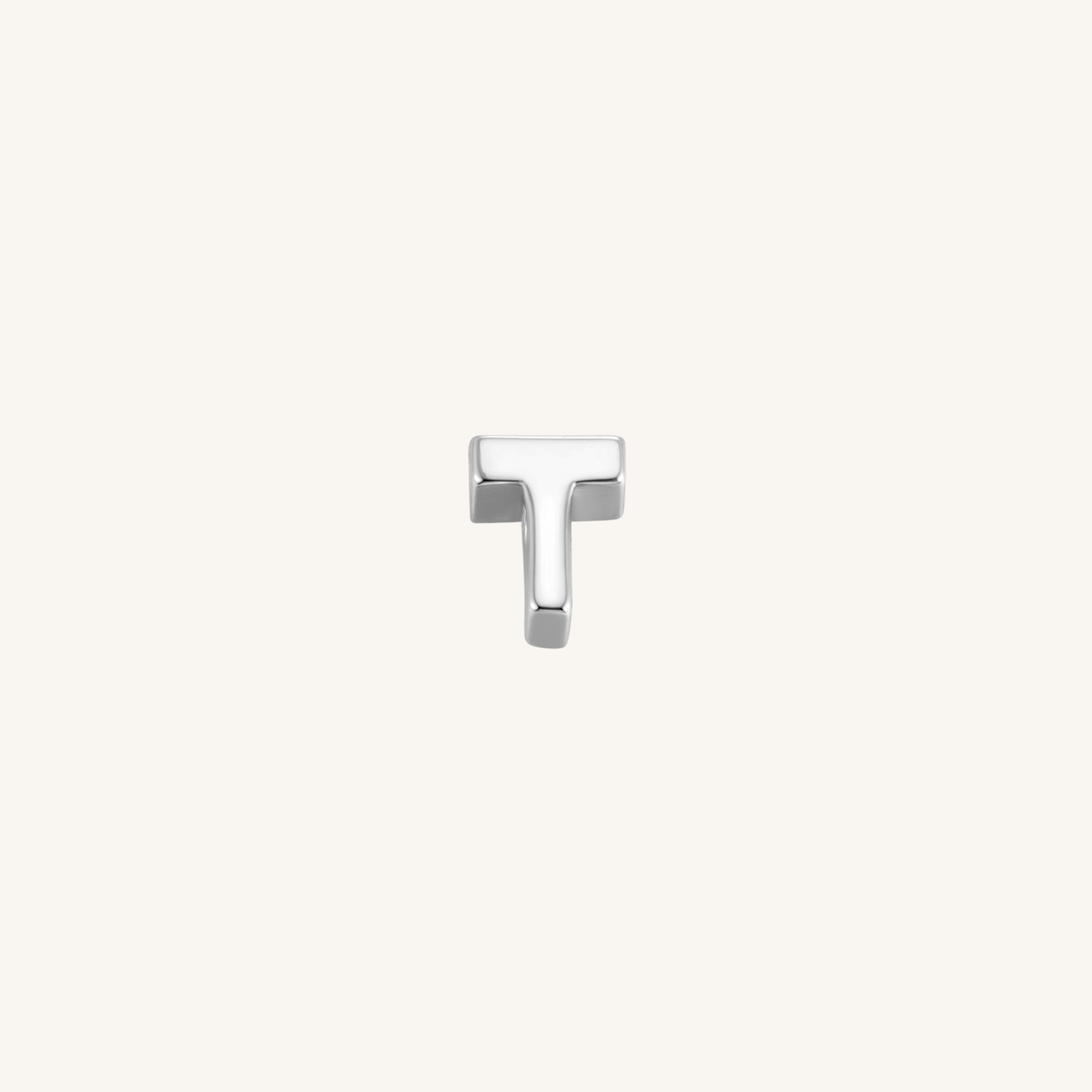 Letter T charm in silver