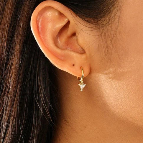 Model Wearing Tierney Drop Earrings - Gold