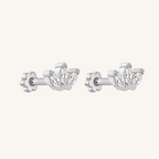Triple Marquis Flat Back Earrings Threaded Studs - 925 Sterling Silver