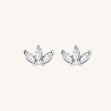Triple Marquis Flat Back Earrings – 925 Sterling Silver Threaded Studs
