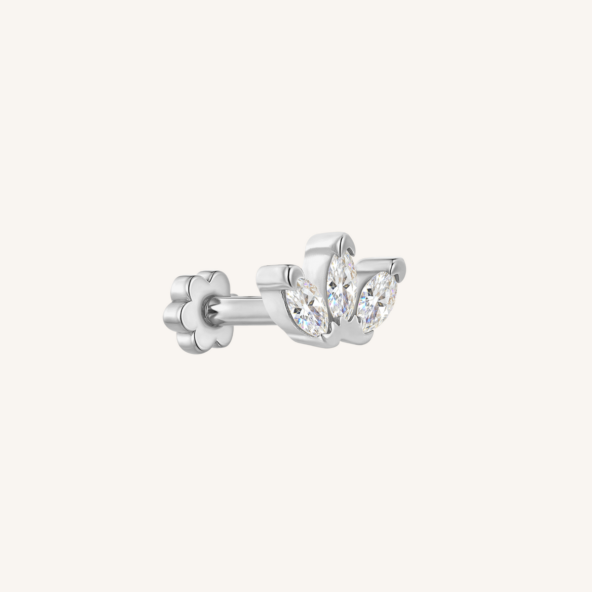 Triple Marquis Flat Back Earrings | SINGLE - 925 Sterling Silver