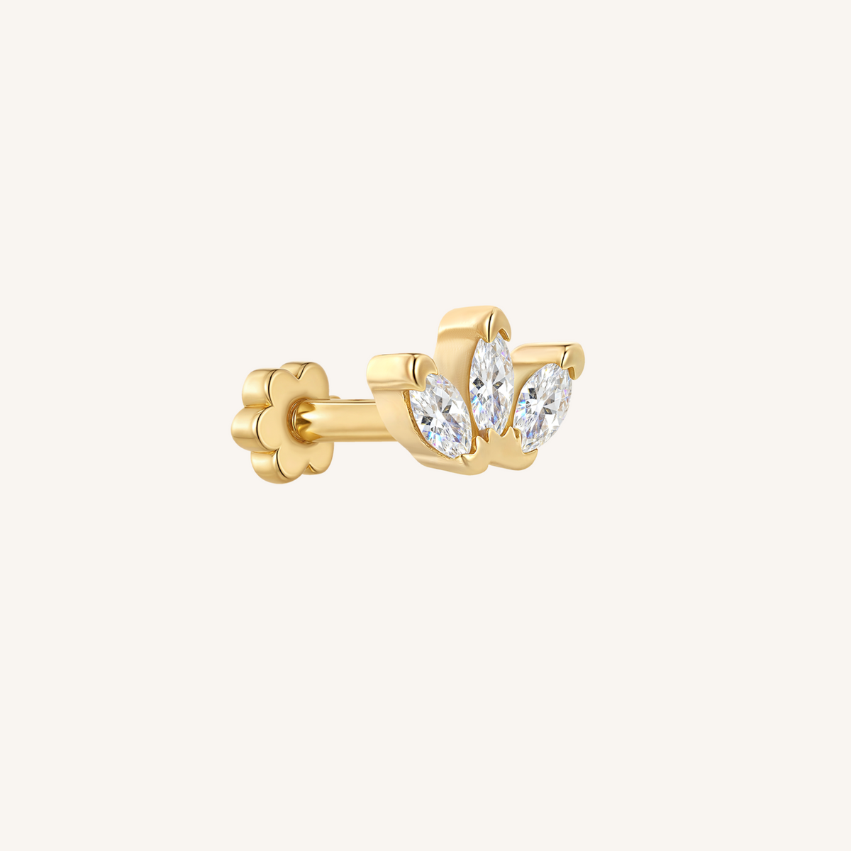 Triple Marquis Flat Back Earrings | SINGLE - 14k Gold Filled