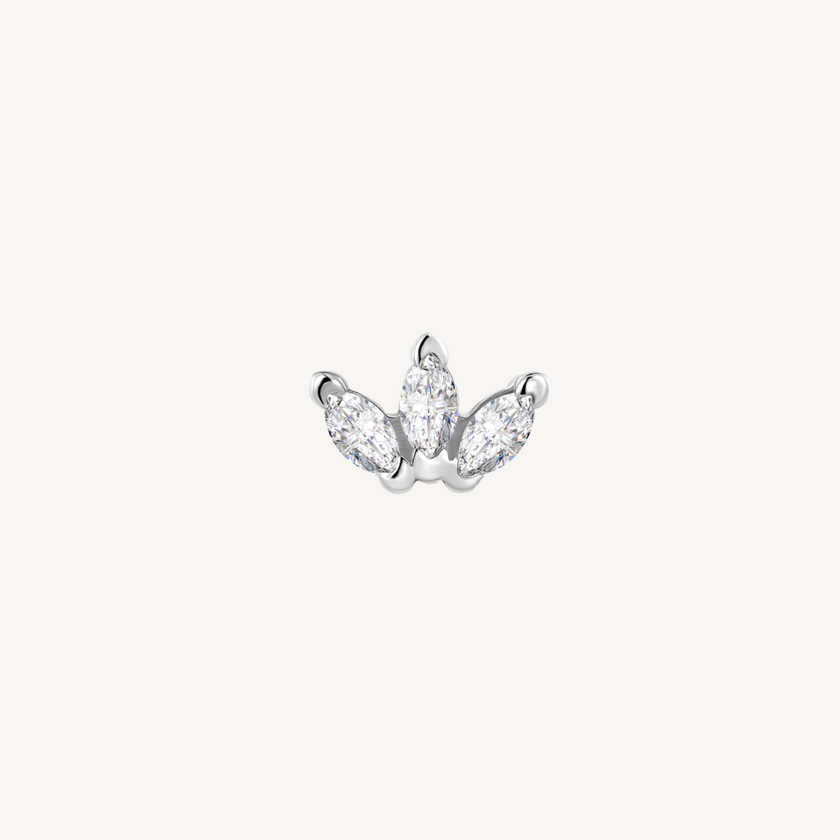 Triple Marquis Flat Back Earrings | SINGLE - 925 Sterling Silver