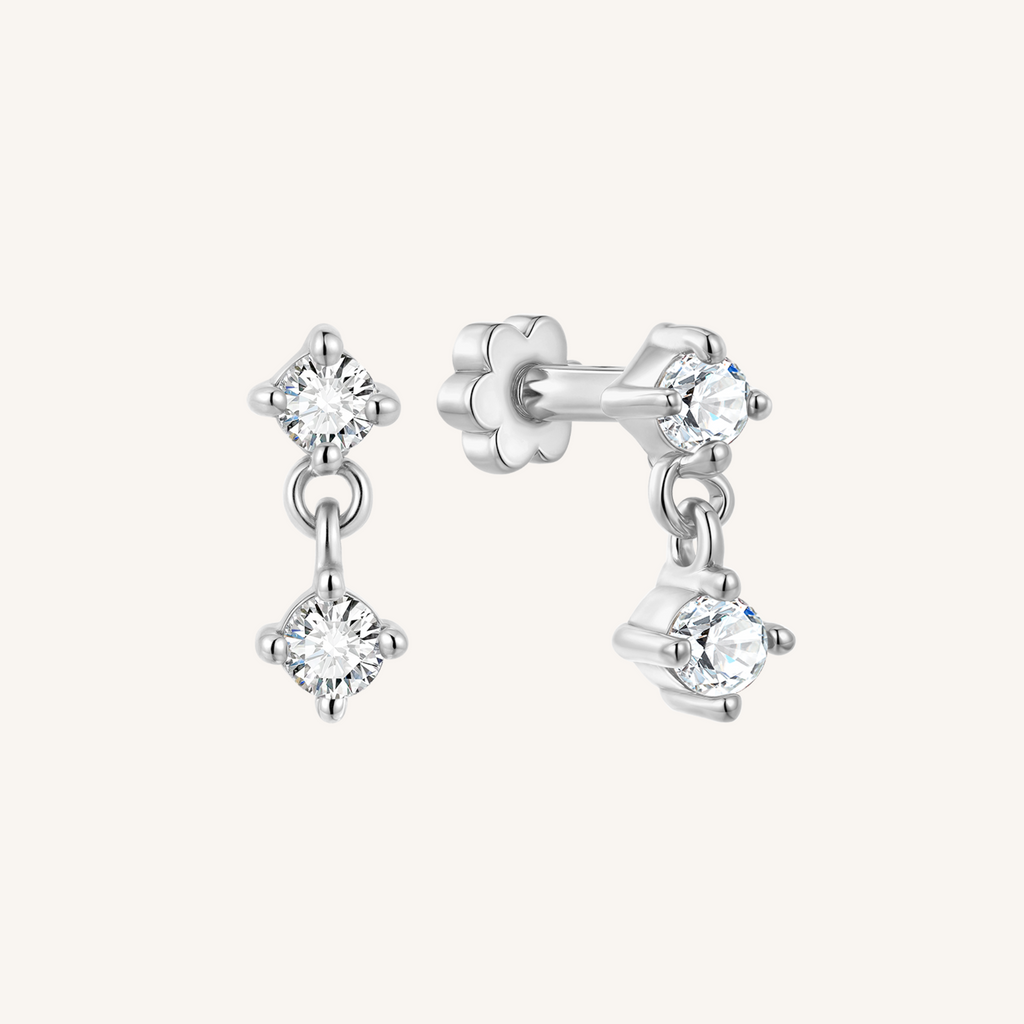 Twilight Flat Back Earrings Threaded Studs - 925 Sterling Silver