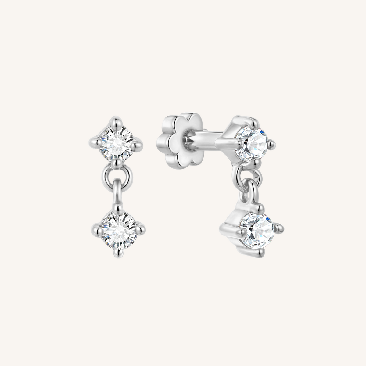 Twilight Flat Back Earrings Threaded Studs - 925 Sterling Silver