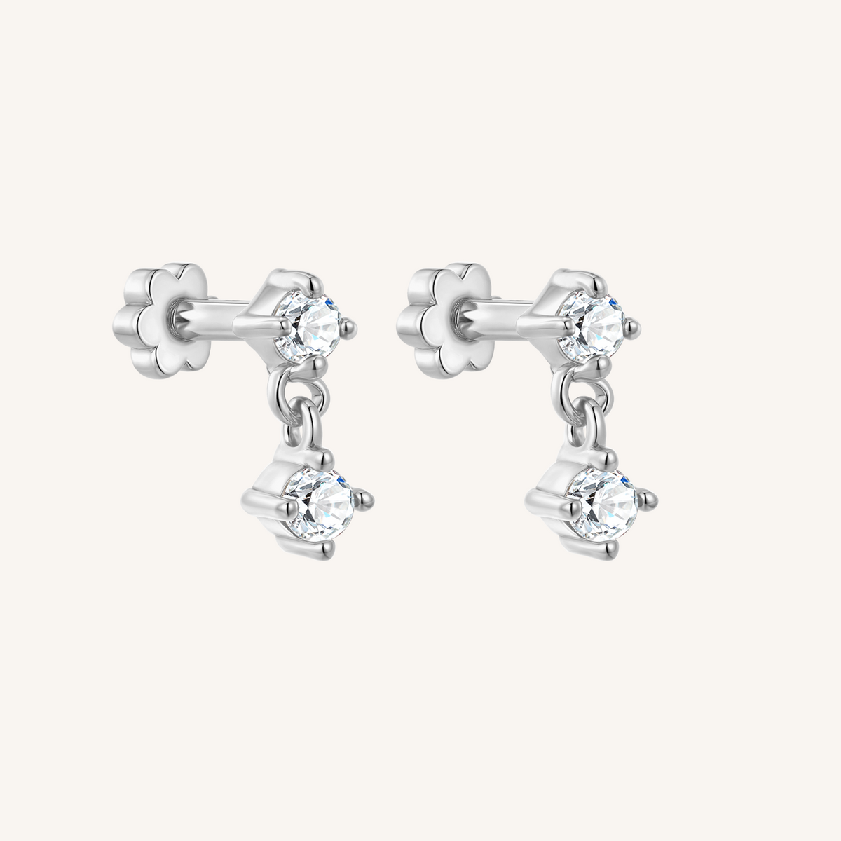 Twilight Flat Back Earrings Threaded Studs - 925 Sterling Silver