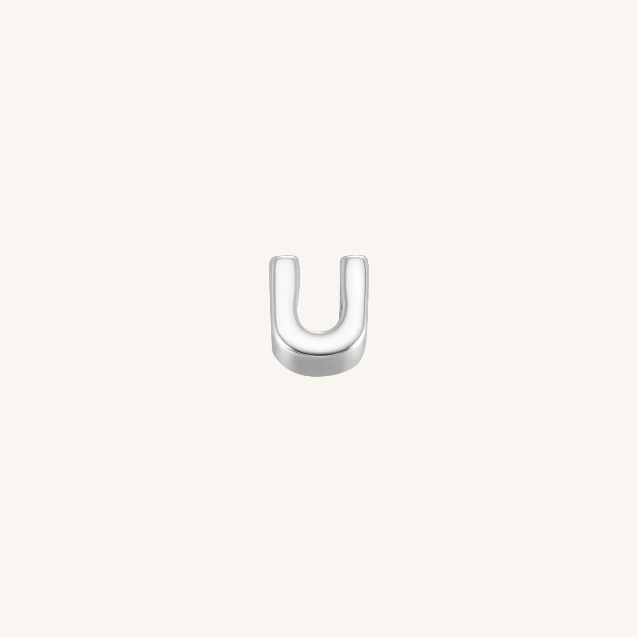 Letter U charm in silver
