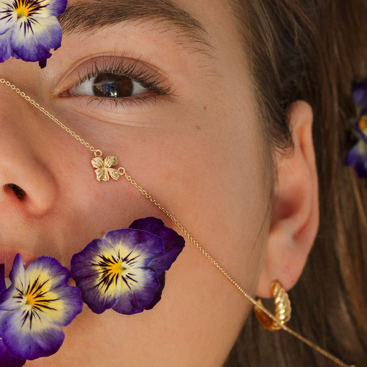 Violet Birthflower Necklace Gold