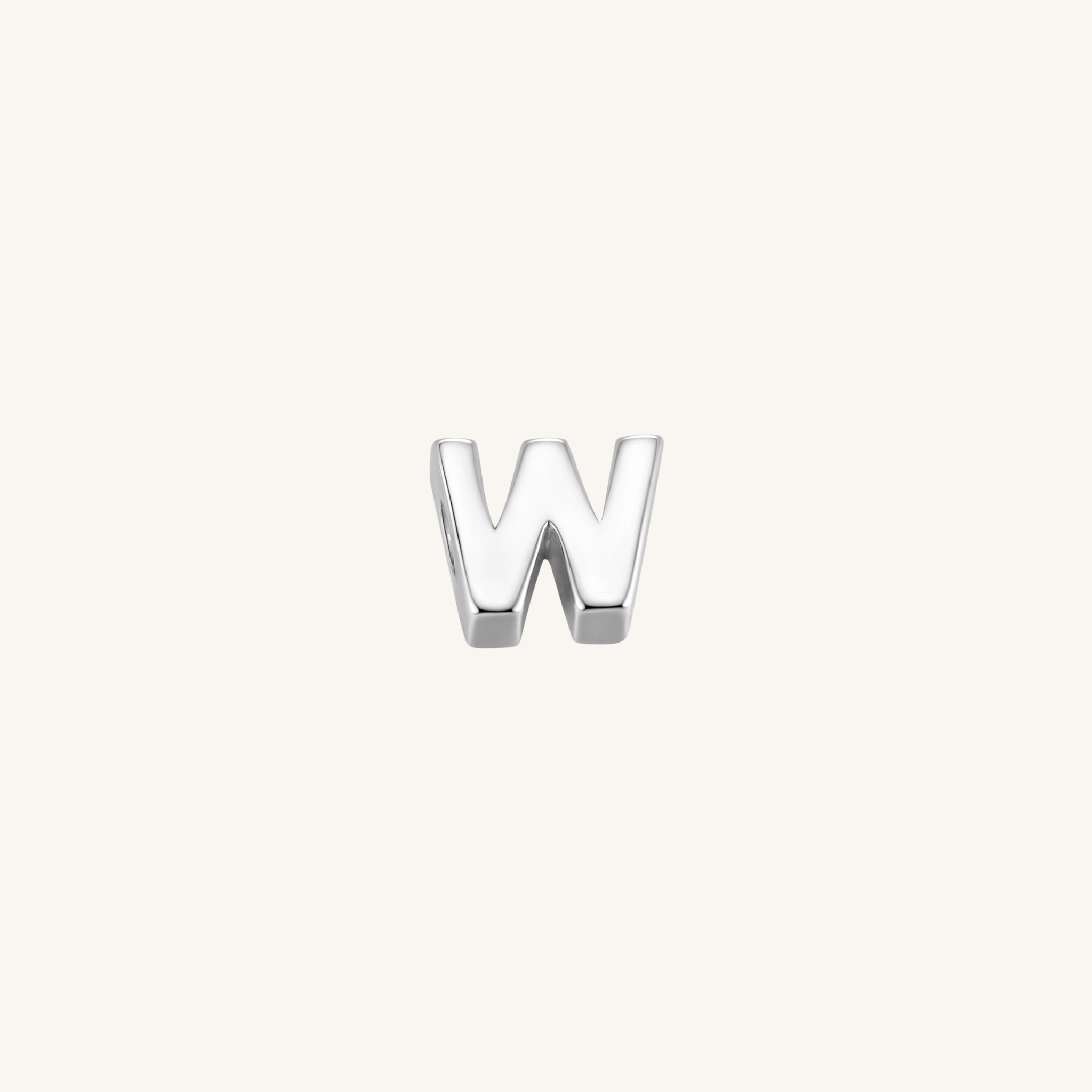 Letter W charm in silver