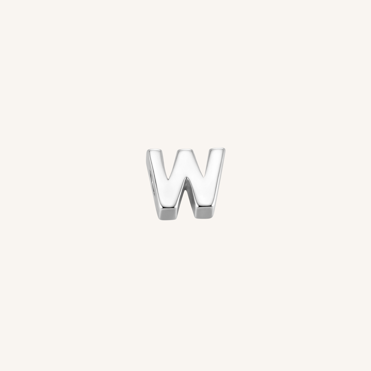 Letter W charm in silver