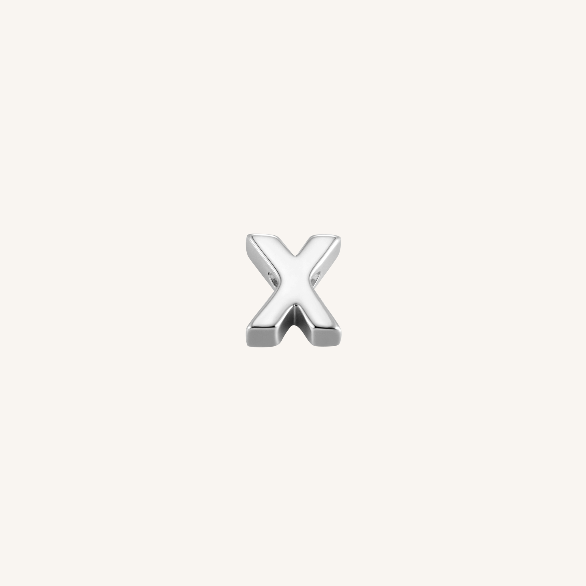Letter X charm in silver