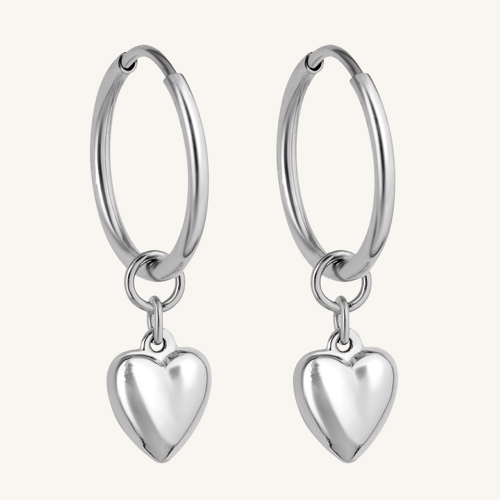 Baby Heart Hoops Large - Silver