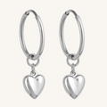 Baby Heart Hoops Large - Silver