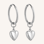 Baby Heart Hoops Large - Silver