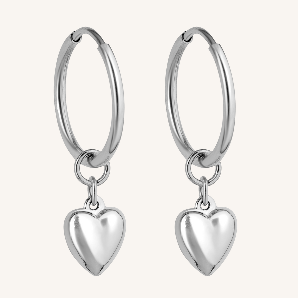 Baby Heart Hoops Large - Silver