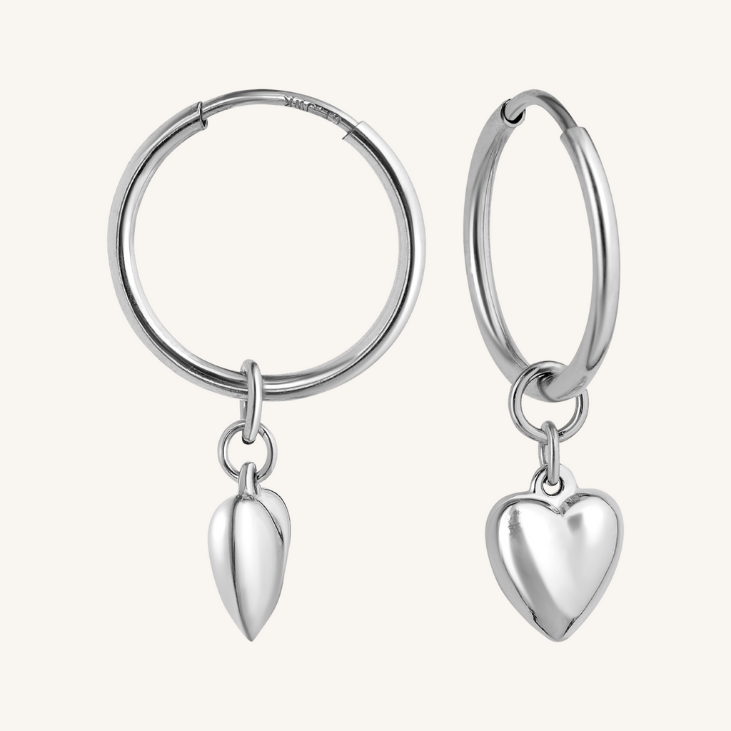 Baby Heart Hoops Large - Silver