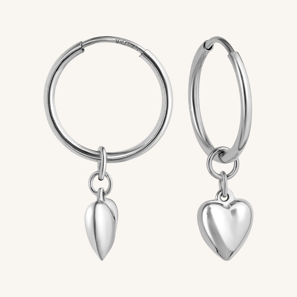 Baby Heart Hoops Large - Silver