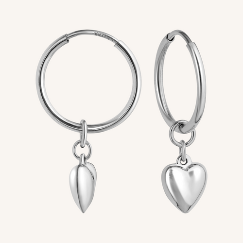 Baby Heart Hoops Large - Silver