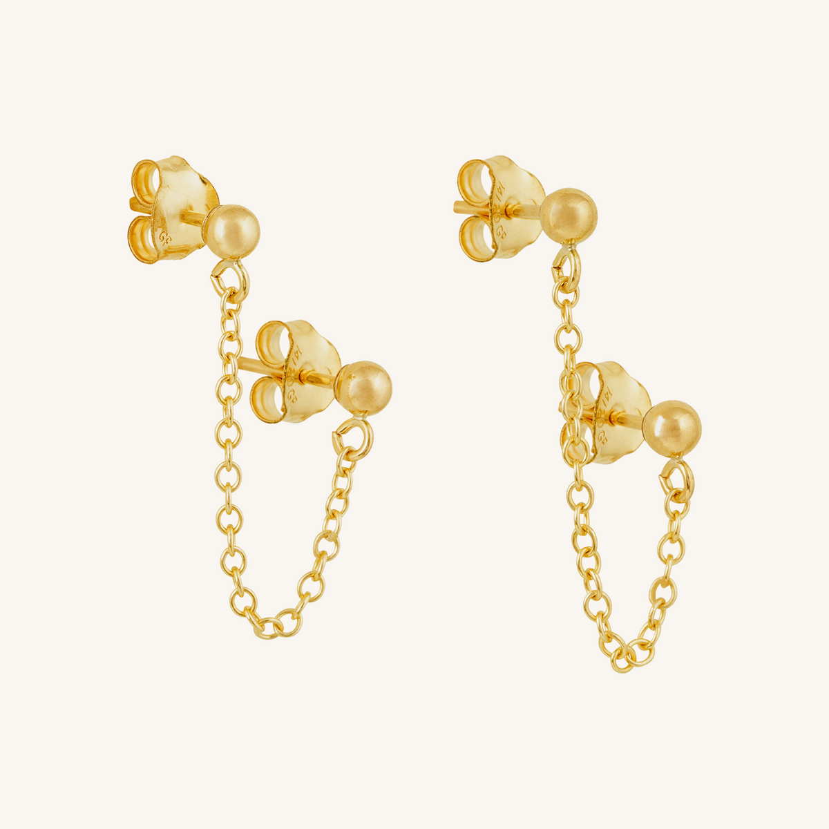 Lottie Double Chain Studs - Gold