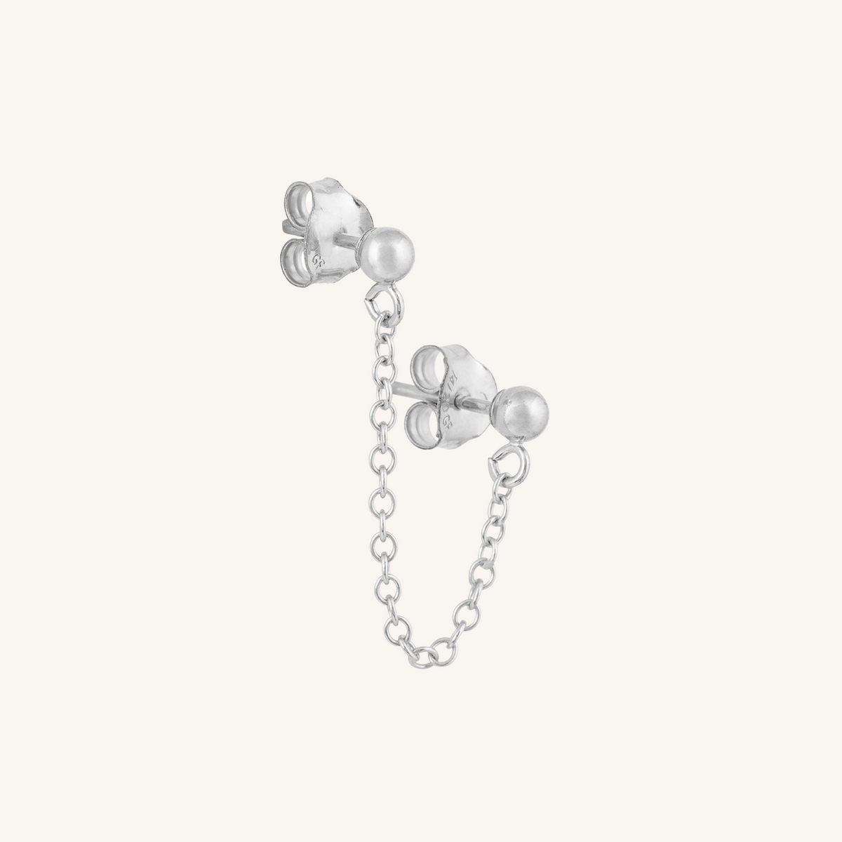 Lottie Double Chain Stud | SINGLE - Silver