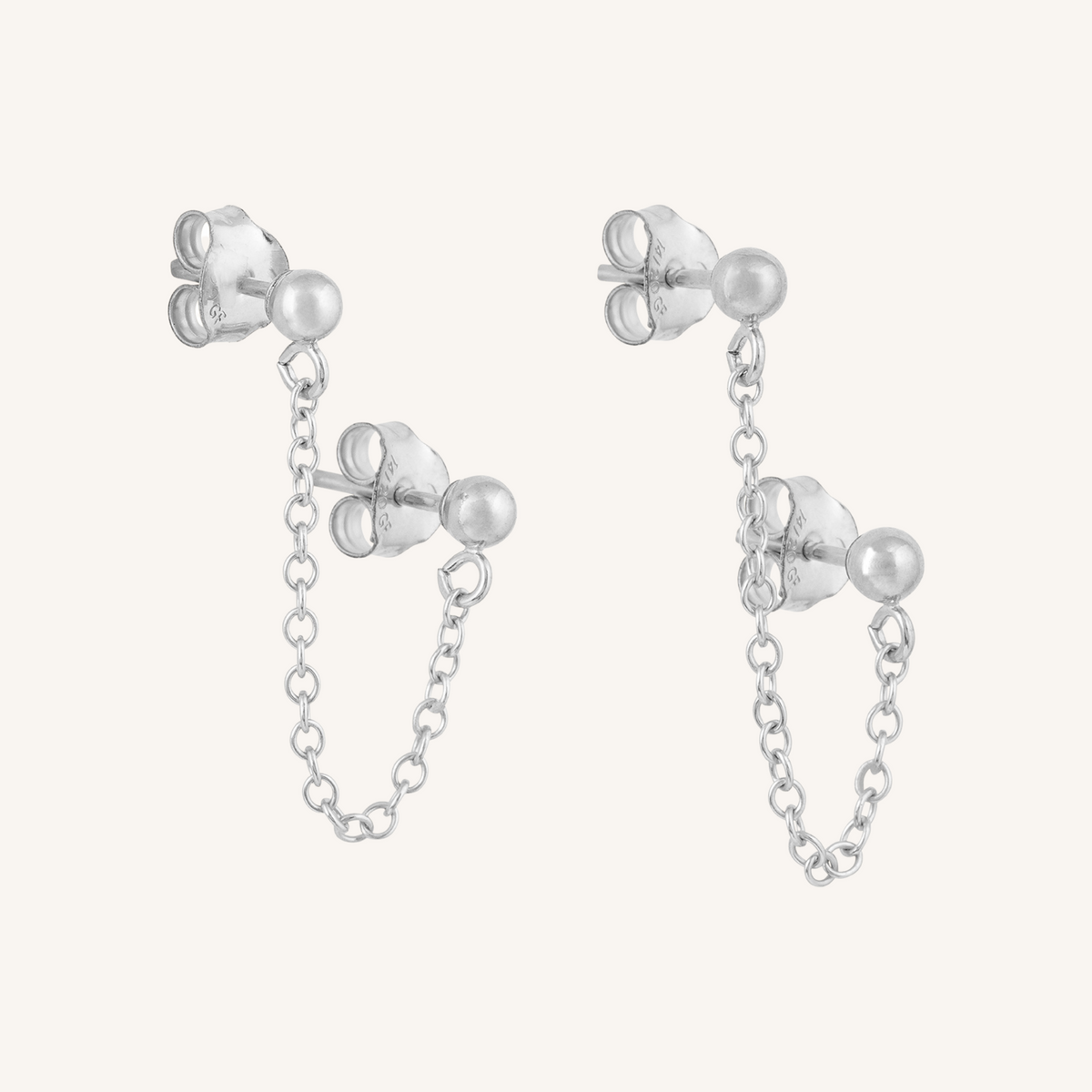 Lottie Double Chain Studs - Silver