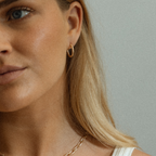 twisted gold hoops styled 