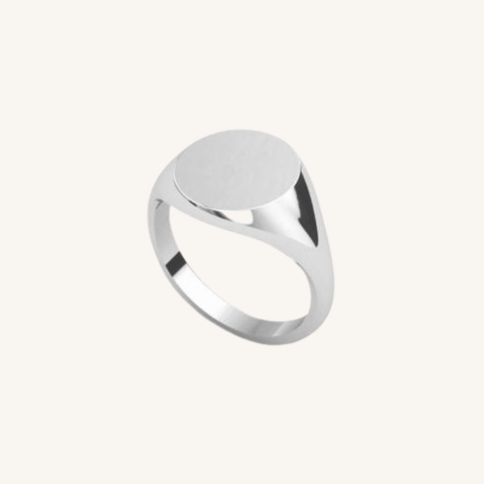 Signature Signet Ring in sterling silver, front facing view of the engravable signet