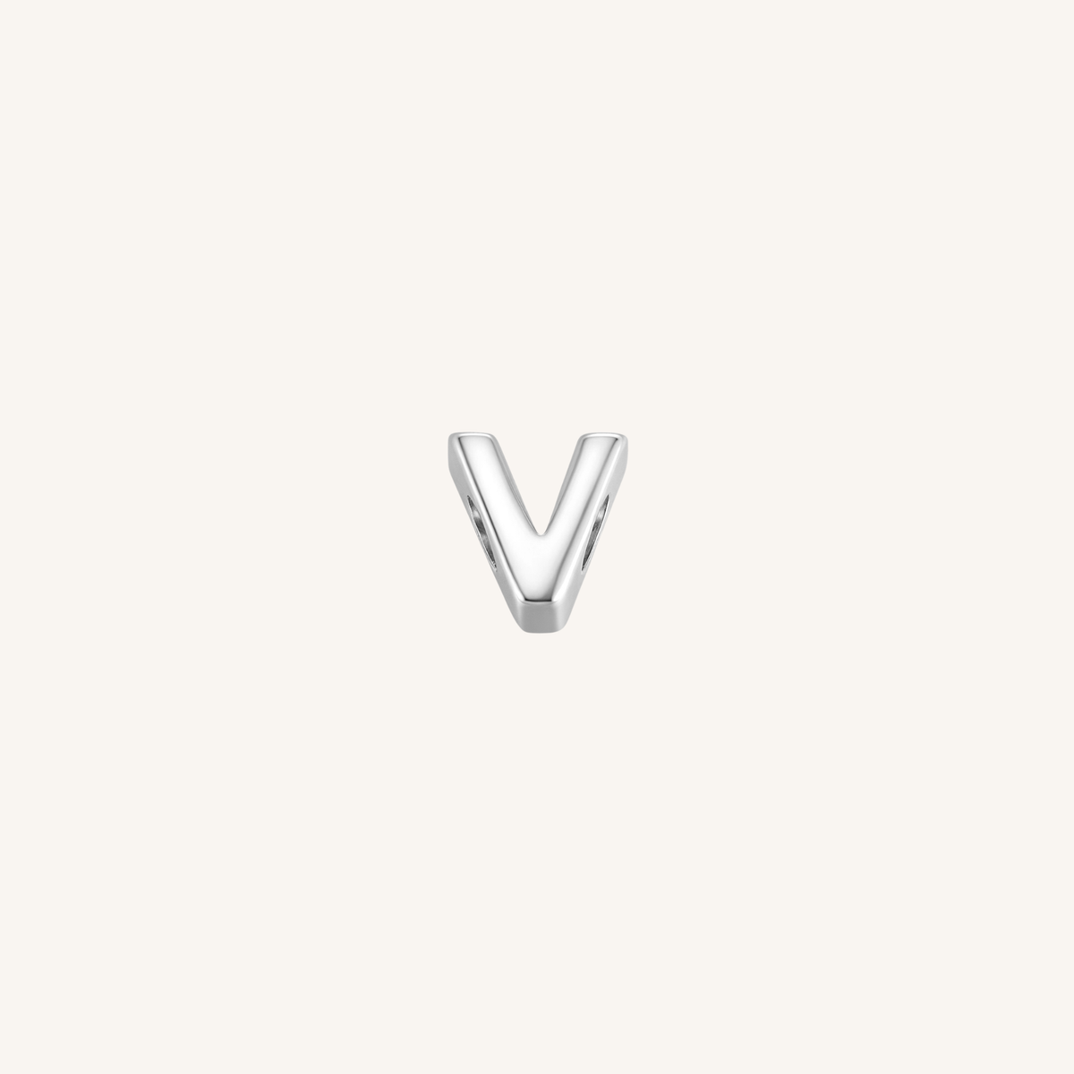 Letter V charm in silver